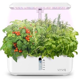 URUQ 12-Pod Hydroponic Indoor Garden with LED Light