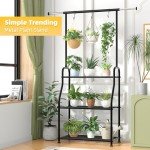Heavy-Duty 3-Tier Metal Plant Stand - Black