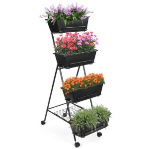 4-Tier Movable Raised Garden Bed for Indoor Use