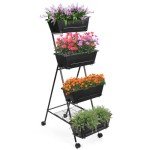 4-Tier Movable Raised Garden Bed for Indoor Use