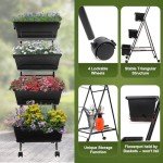 4-Tier Movable Raised Garden Bed for Indoor Use