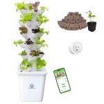 Hydroponic Growing System Kit - Indoor Smart Garden and Outdoor Garden Kit, Hydroponic Vegetable Tower,30 Pods,with Pump System and Automatic Timer, White