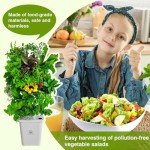 Hydroponic Growing System Kit - Indoor Smart Garden and Outdoor Garden Kit, Hydroponic Vegetable Tower,30 Pods,with Pump System and Automatic Timer, White