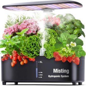 Misting Hydroponic Growing System 15 Pods Herb Garden Kit Indoor, 5L Large Tank Plant Germination Kit with Adjustable Height Grow Light to “20", Quiet Pump, Auto Timer, Gardening Christmas Gifts