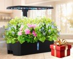 Hydroponics Growing System Kit 12 Pods Indoor Garden, Hydroponic Herb Garden Kit Indoor with LED Grow Light, Smart Indoor Garden, Adjustable Height, Auto Timer, Quiet Pump, Gift for Mon Women, Black
