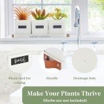 PERFNIQUE Indoor Herb Garden, Herb Garden Planter Set with Tray, Farmhouse Indoor Plant Pots, Windowsill Herb Garden with Drainage(Planter only) for Indoor/Outdoor, Window Pots(White)