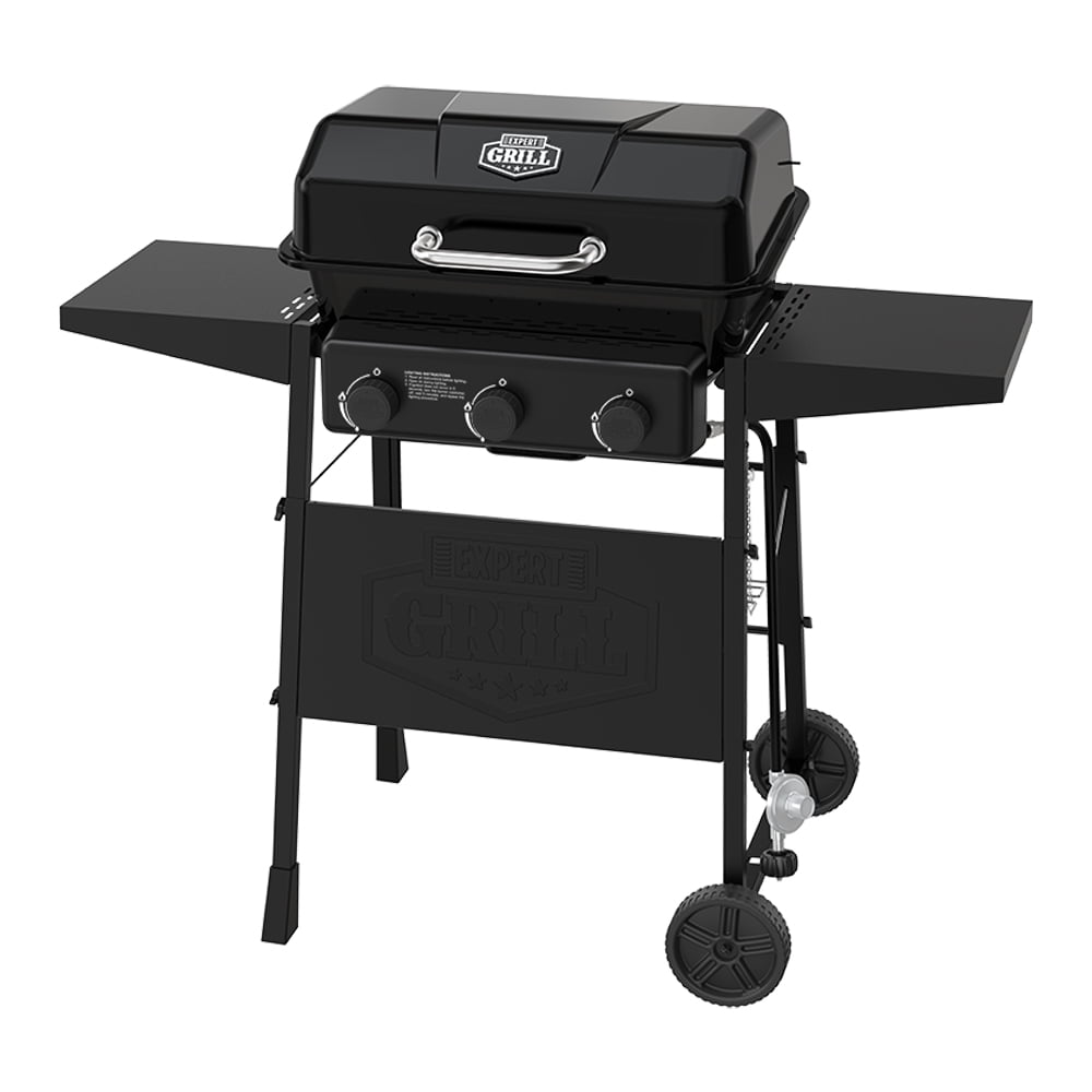 3-Burner Propane Gas Grill - 27,000 BTU, Black