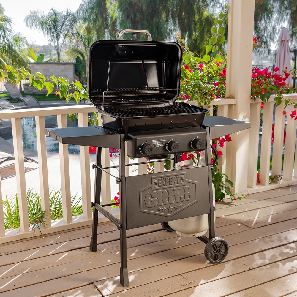3-Burner Propane Gas Grill - 27,000 BTU, Black