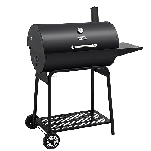 Royal Gourmet Barrel Charcoal Grill with Side Table