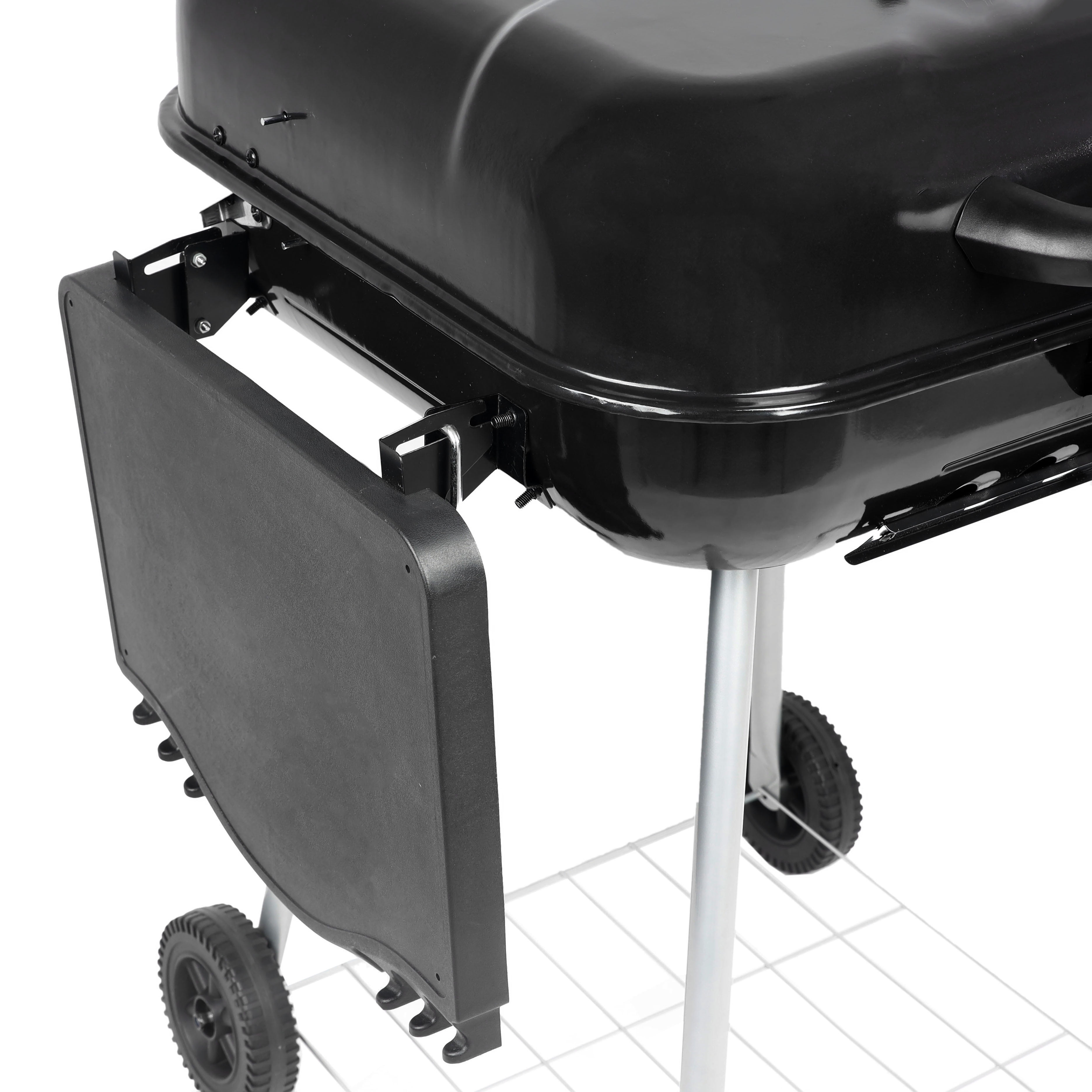 22" Charcoal Grill with Foldable Shelf, Black