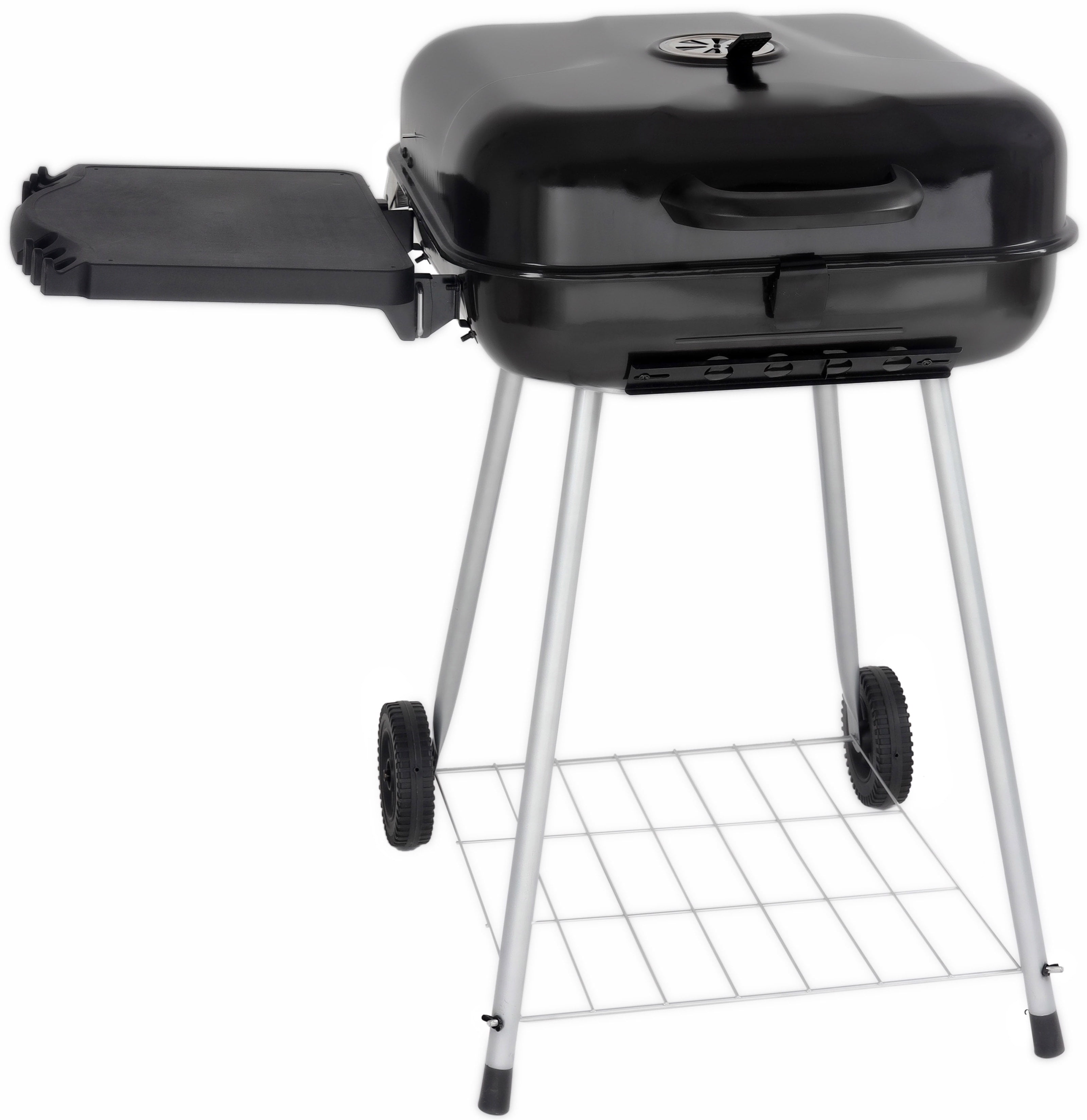 22" Charcoal Grill with Foldable Shelf, Black
