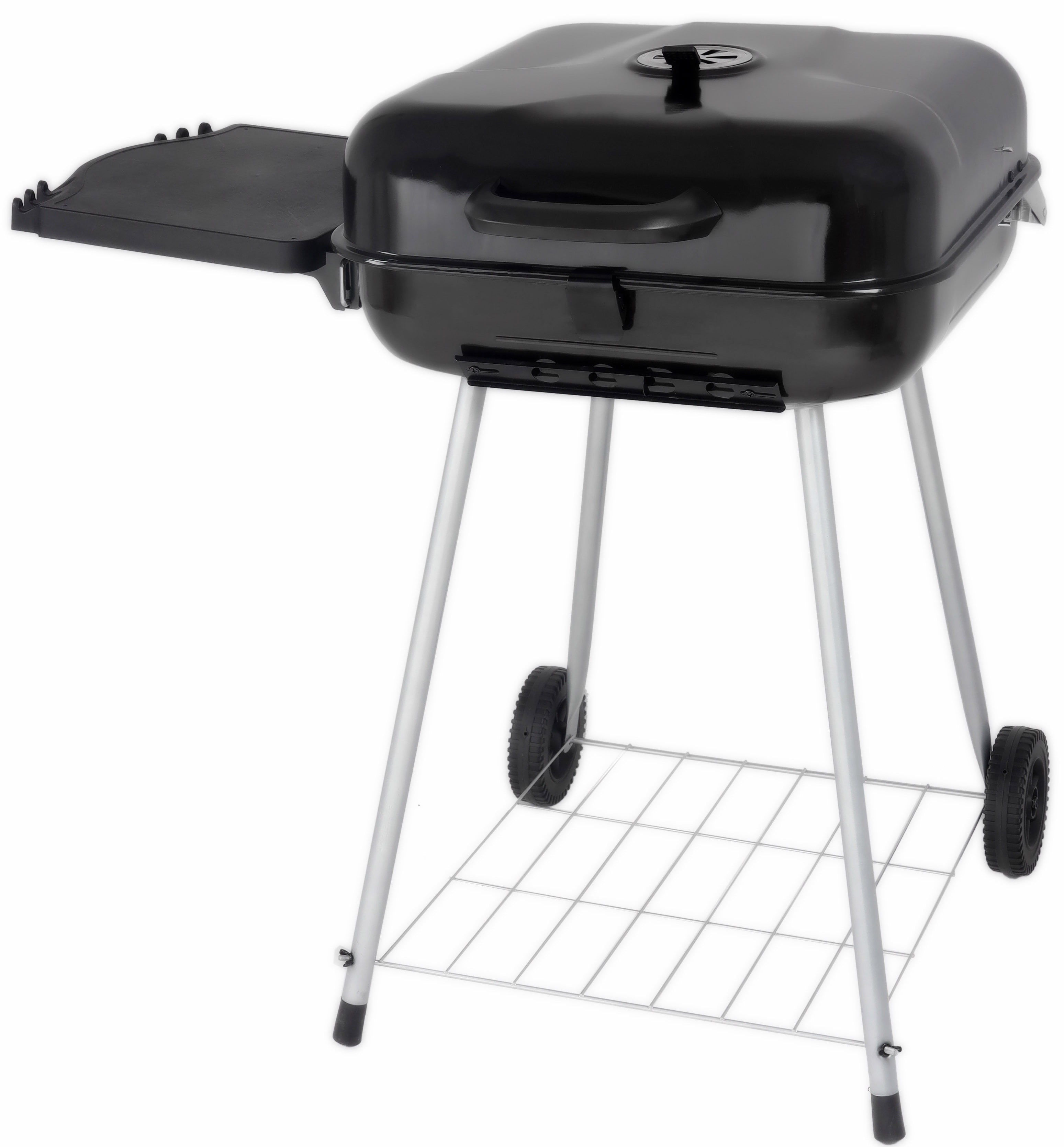 22" Charcoal Grill with Foldable Shelf, Black