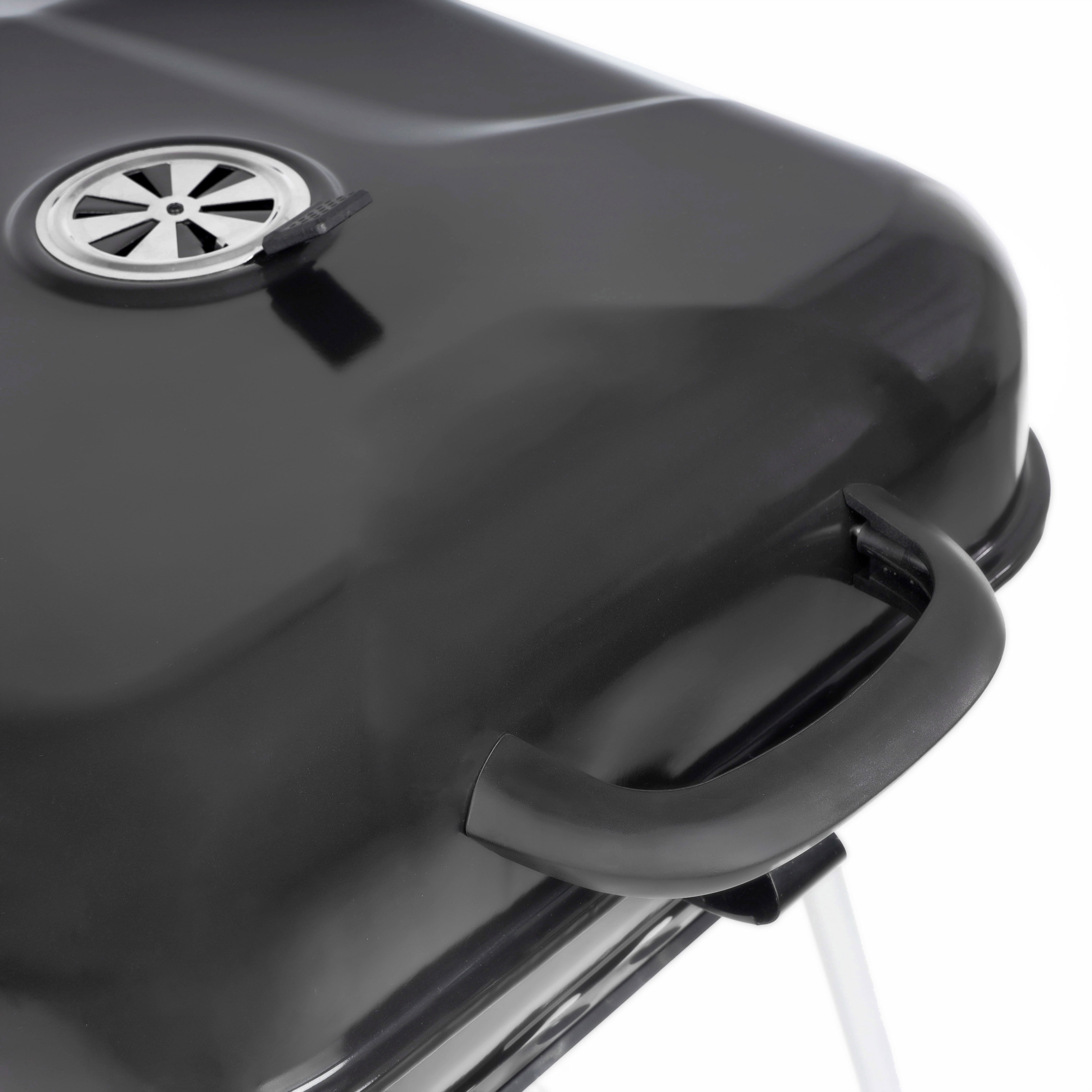 22" Charcoal Grill with Foldable Shelf, Black
