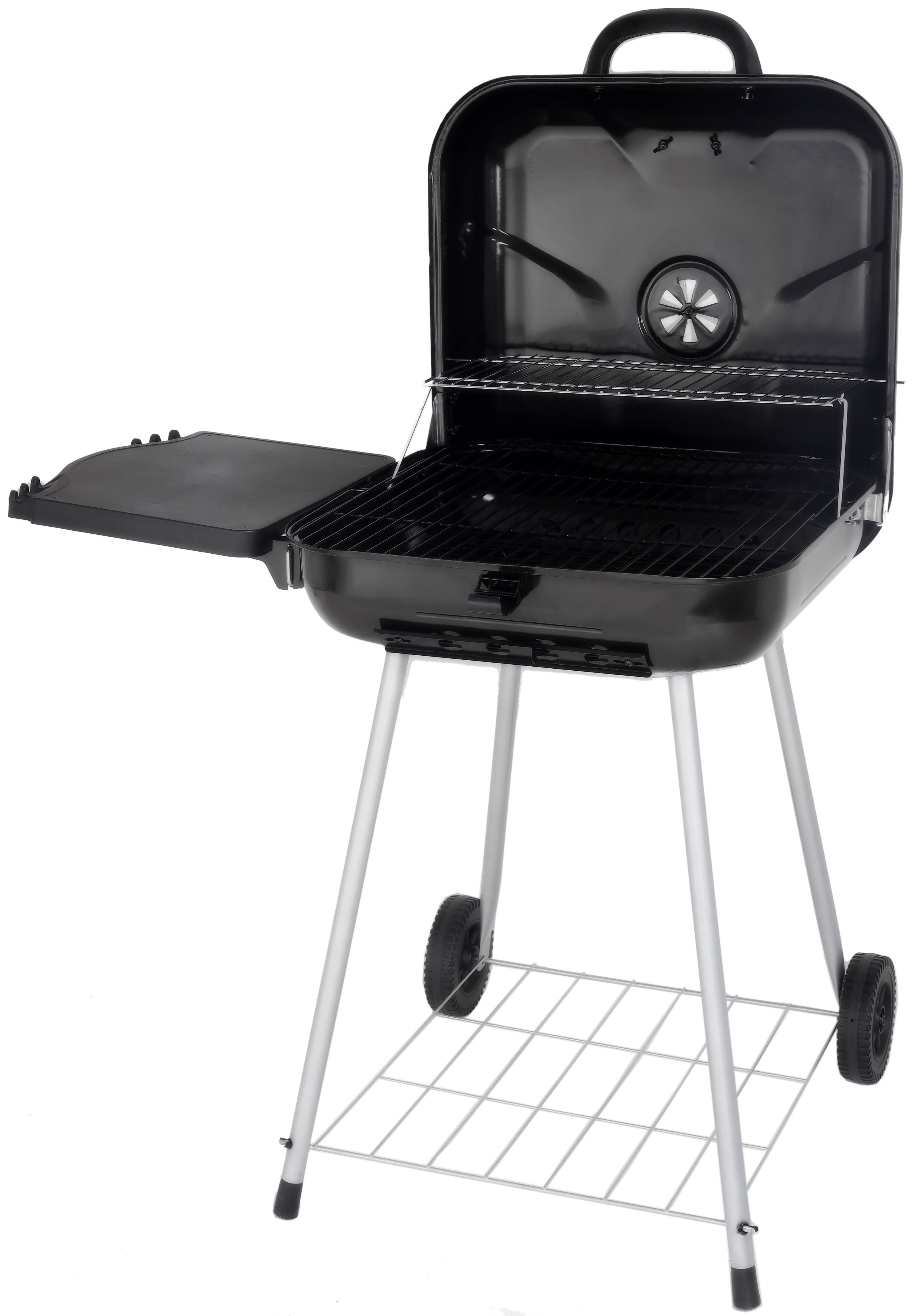 22" Charcoal Grill with Foldable Shelf, Black