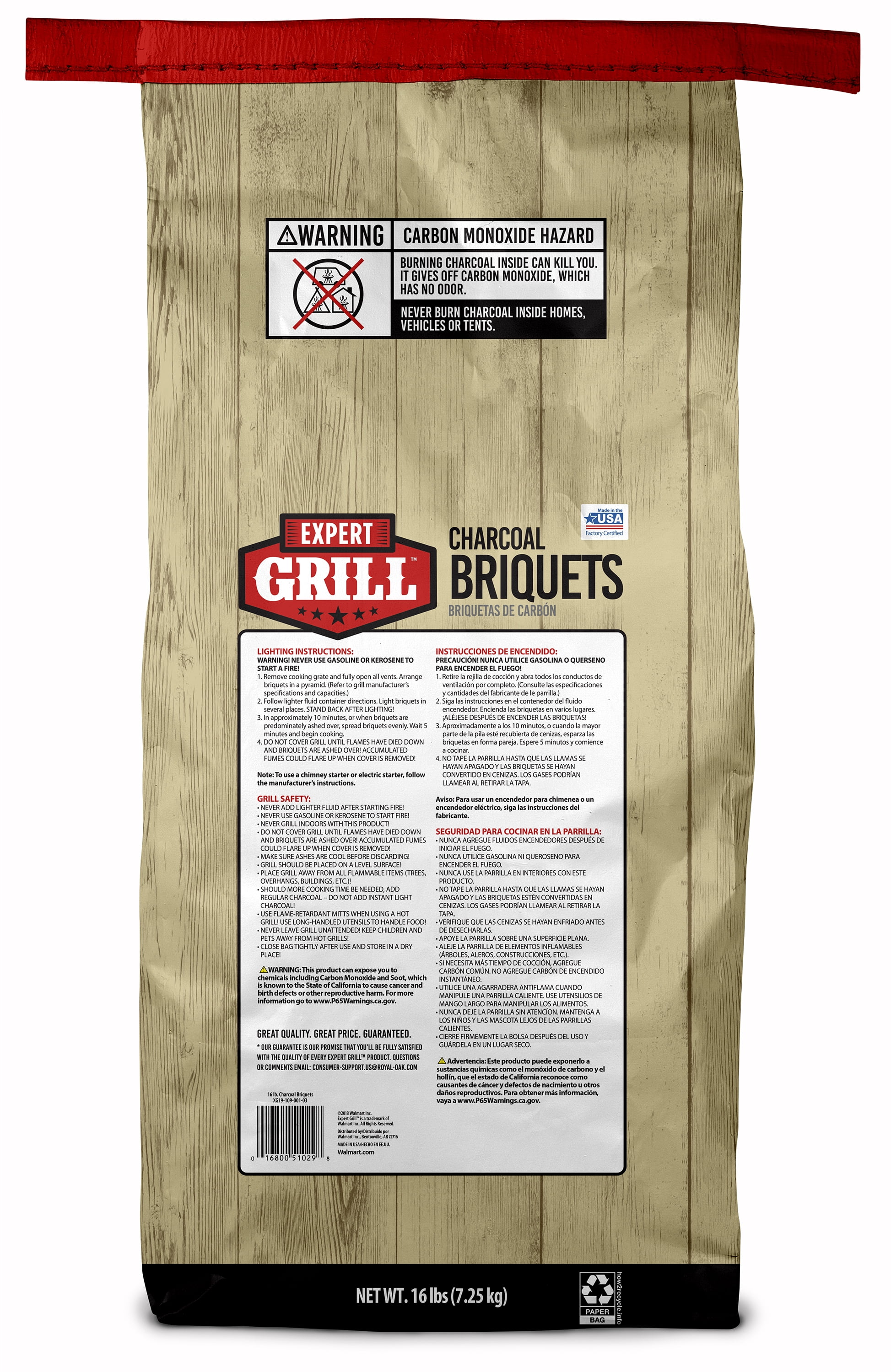 Expert Grill Charcoal Briquets, Charcoal Briquettes, 16 Lb