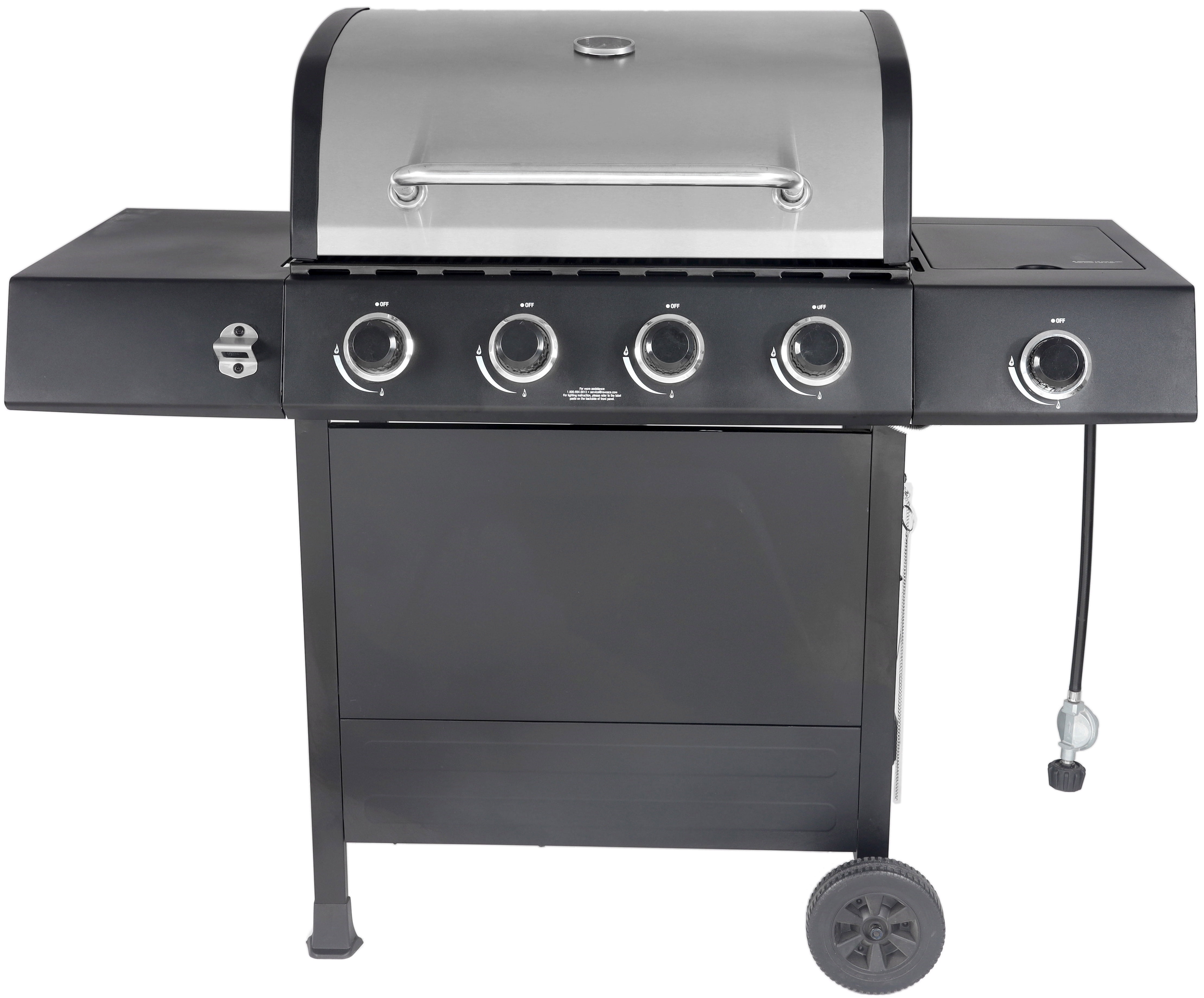 Stainless Steel 4-Burner Gas Grill with Side Burner