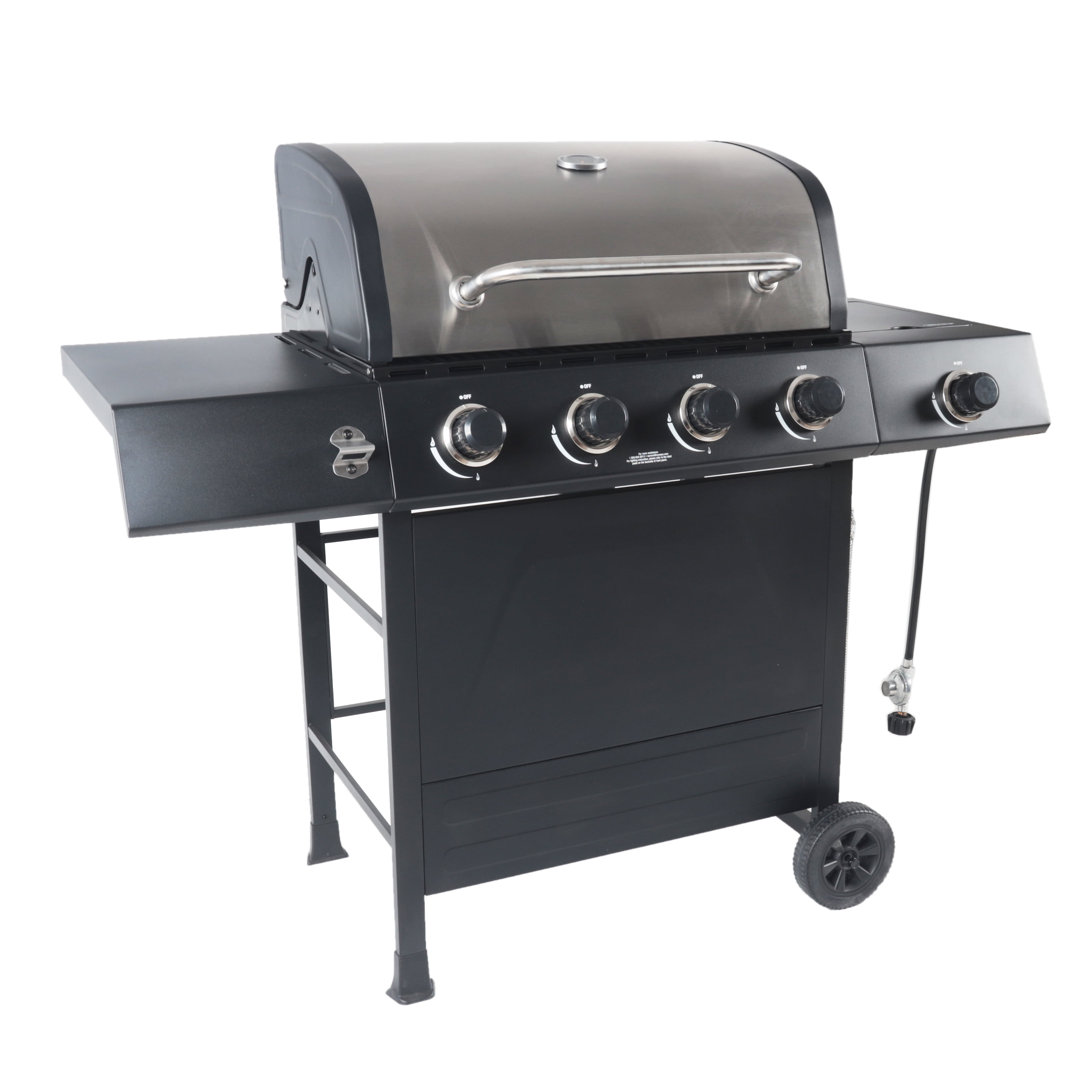 Stainless Steel 4-Burner Gas Grill with Side Burner