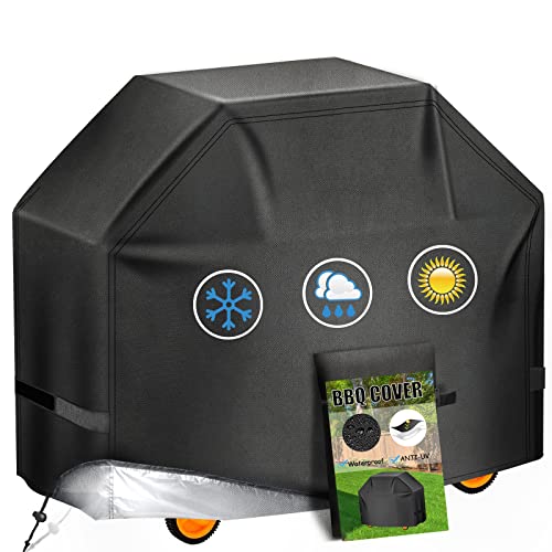 Aoretic Grill Cover 52 inches Gas-BBQ Grill Cover, Waterproof,Anti-UV Material with Velcro Straps & Adjustable Hem Drawstring for Weber Nexgrill Char-Broil Monument Dyna-Glo (52 inch)