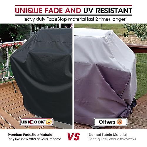 Unicook Heavy Duty Waterproof Barbecue Gas Grill Cover, 65-inch BBQ Cover, Special Fade and UV Resistant Material, Durable and Convenient, Fits Grills of Weber Char-Broil Nexgrill Brinkmann and More