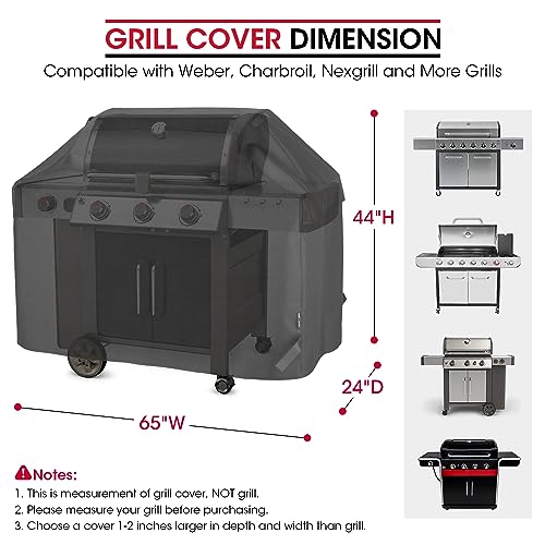 Unicook Heavy Duty Waterproof Barbecue Gas Grill Cover, 65-inch BBQ Cover, Special Fade and UV Resistant Material, Durable and Convenient, Fits Grills of Weber Char-Broil Nexgrill Brinkmann and More