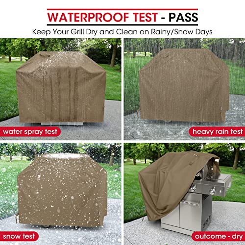Unicook Grill Cover 55 Inch, Heavy Duty Waterproof BBQ Cover with Sealed Seam, Rip and Fade Resistant BBQ Grill Cover, Compatible with Weber Charbroil Grills, 55" W x 23" D x 42" H, Neutral Taupe