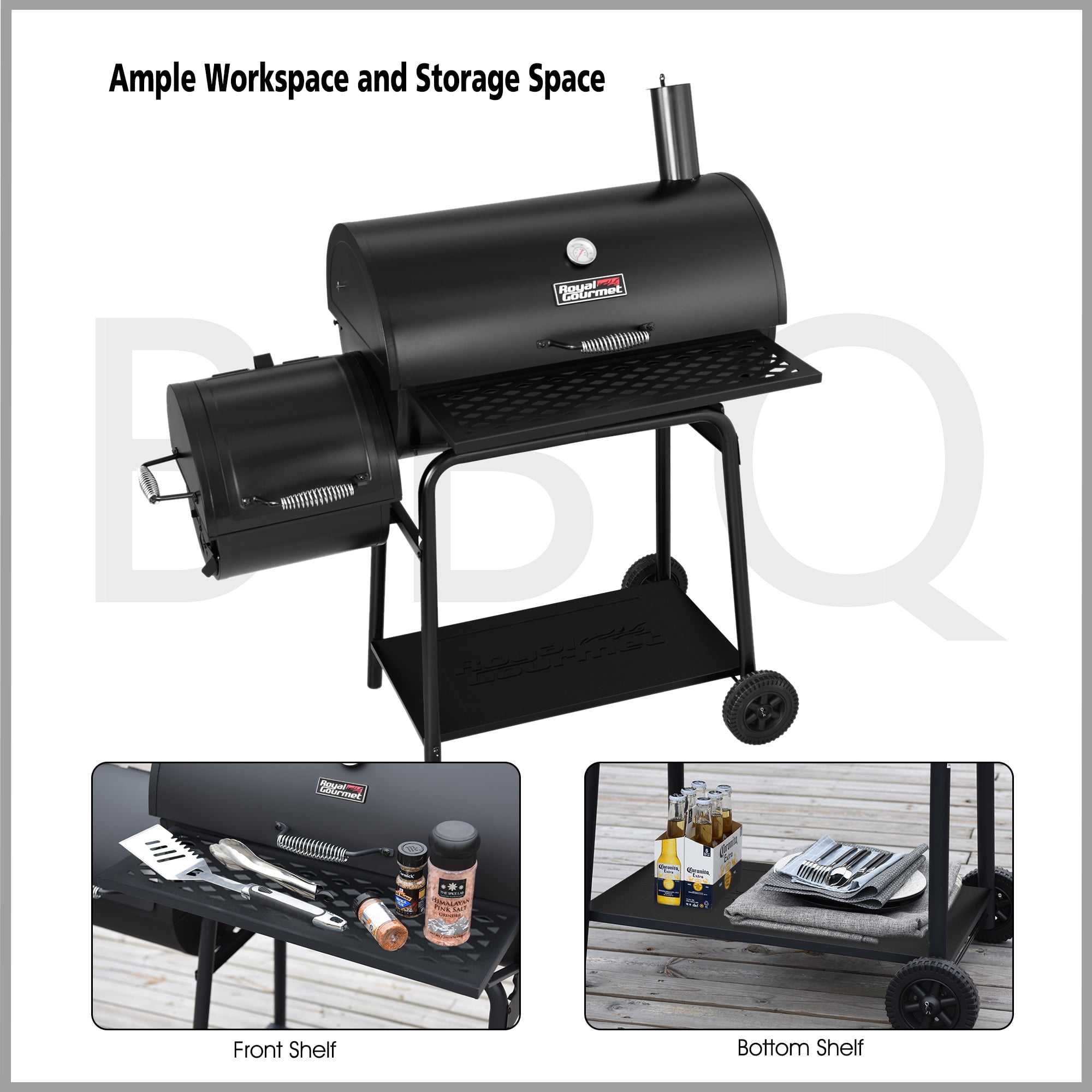 30" Charcoal Grill with Offset Smoker by Royal Gourmet