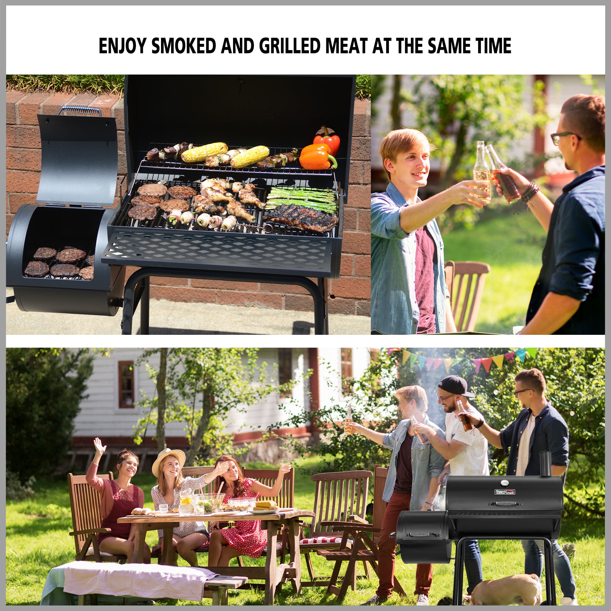 30" Charcoal Grill with Offset Smoker by Royal Gourmet
