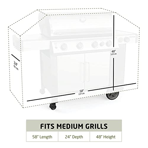 Zober BBQ Grill Cover - 58 Inch Waterproof Double Layered Fits Weber Gas Grill Cover Charbroil Grill & Smoker - Gas Grill Covers w/ Air Vents, Dual Handles - 600D Oxford Fabric, Gray