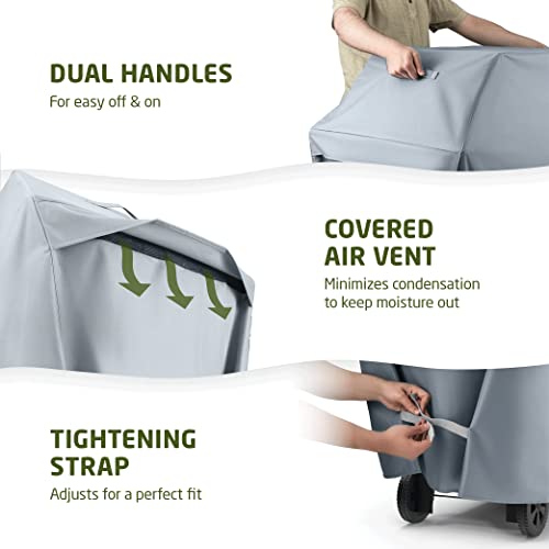Zober BBQ Grill Cover - 58 Inch Waterproof Double Layered Fits Weber Gas Grill Cover Charbroil Grill & Smoker - Gas Grill Covers w/ Air Vents, Dual Handles - 600D Oxford Fabric, Gray