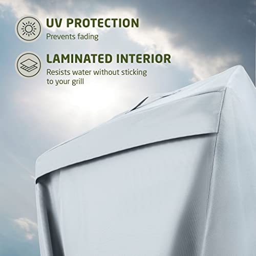 Zober BBQ Grill Cover - 58 Inch Waterproof Double Layered Fits Weber Gas Grill Cover Charbroil Grill & Smoker - Gas Grill Covers w/ Air Vents, Dual Handles - 600D Oxford Fabric, Gray