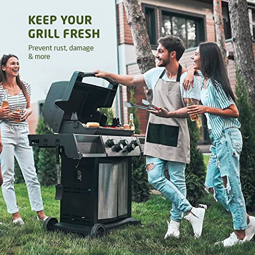 Zober BBQ Grill Cover - 58 Inch Waterproof Double Layered Fits Weber Gas Grill Cover Charbroil Grill & Smoker - Gas Grill Covers w/ Air Vents, Dual Handles - 600D Oxford Fabric, Gray