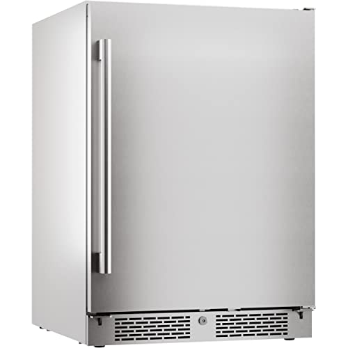 Zephyr Presrv Series 24 Inch Stainless Steel Freestanding or Built In Beverage Center 13 bottles, 84 12 oz cans (Single Zone Beverage Cooler - Outdoor)