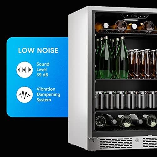 Zephyr Presrv Series 24 Inch Stainless Steel Freestanding or Built In Beverage Center 13 bottles, 84 12 oz cans (Single Zone Beverage Cooler - Outdoor)