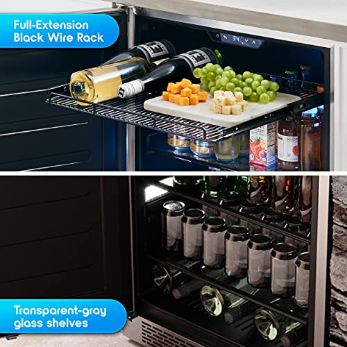 Zephyr Presrv Series 24 Inch Stainless Steel Freestanding or Built In Beverage Center 13 bottles, 84 12 oz cans (Single Zone Beverage Cooler - Outdoor)