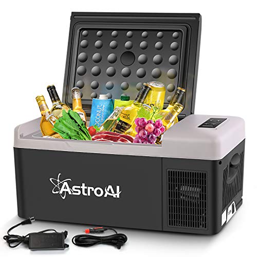 AstroAI 12 Volt Car Refrigerator, 12V Portable Freezer 16 Quart Camping Fridge Cooler 15L (-4℉~68℉) with 12/24V DC & 110V AC for Car, RV, Truck, Van, Boat for Camping, Travel, Fishing Outdoor