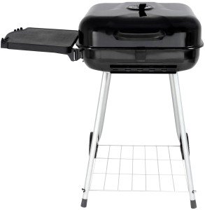 22" Charcoal Grill with Foldable Shelf, Black