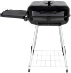 22" Charcoal Grill with Foldable Shelf, Black