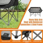 Oversized Double Camping Chair with Arm Cup Holder