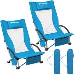 KingCamp Low Folding Camping Chairs with Cup Holders - 2 Pack