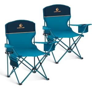 Portable Camping Chair Set with Cooler Bag (2 Pack)