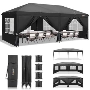 VINGLI 10x20 ft Pop Up Canopy Tent with Sidewalls