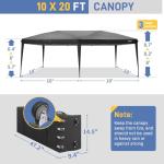 VINGLI 10x20 ft Pop Up Canopy Tent with Sidewalls