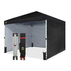 CROWN SHADES Pop-Up Tent with 4 Sidewalls, Black