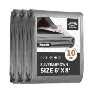 Heavy Duty Waterproof 6x8 Feet Tarp 3-Pack