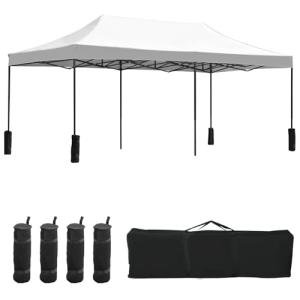 10x20ft Adjustable Pop-Up Canopy Tent - White