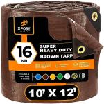 Heavy Duty 10' x 12' Waterproof Brown Tarp