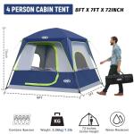 4-Person Portable Waterproof Camping Tent - Dark Blue