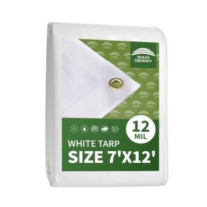 Heavy Duty 12 Mil Waterproof White Tarps 7' x 12
