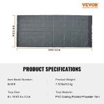Heavy Duty Black Tarp for Dump Trucks, 6x14 ft