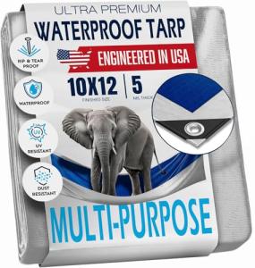 Versatile Blue/Silver Water and Tear Resistant Tarp